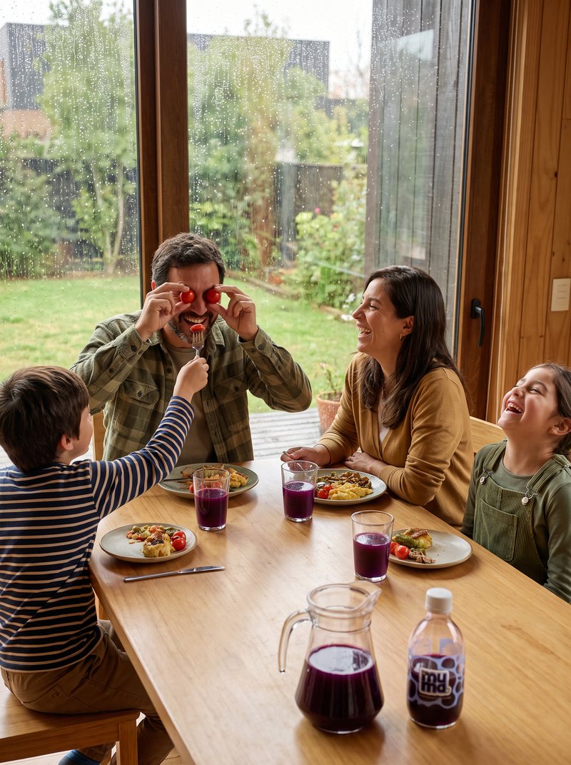 Familia compartiendo en la mesa